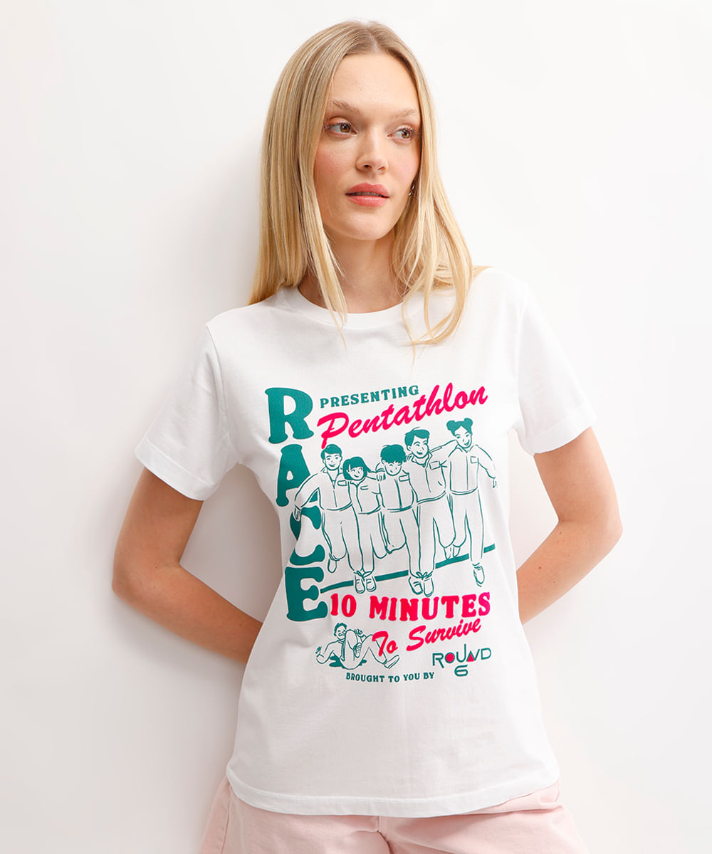 camiseta feminina de algodão round 6 off white é boa?