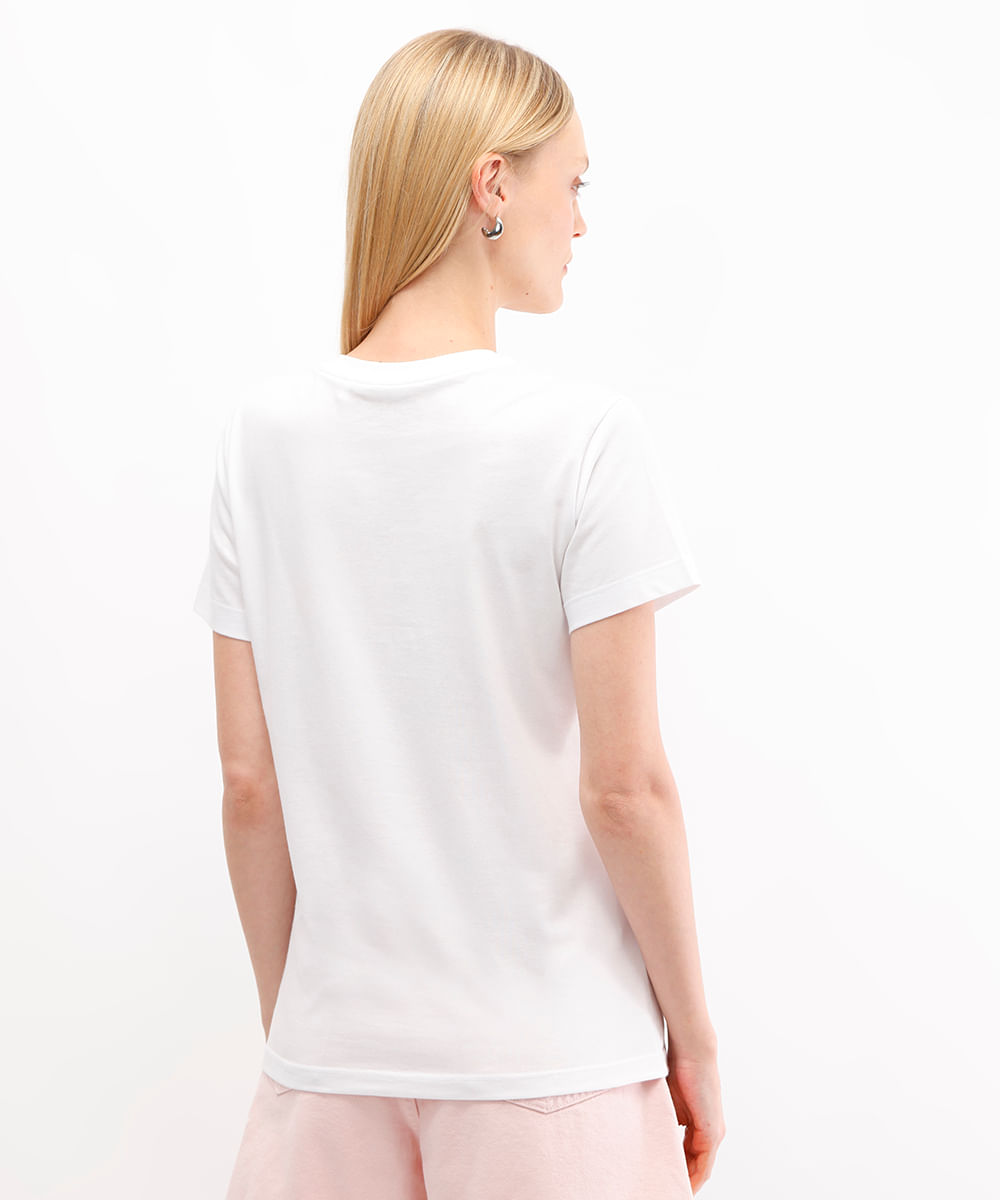 camiseta feminina de algodão round 6 off white