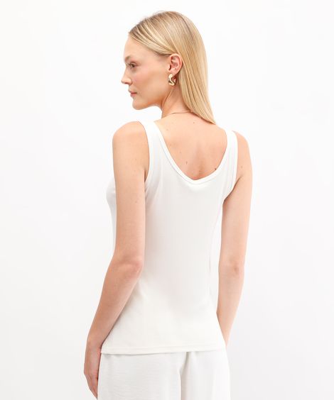 regata feminina de viscose canelada off white