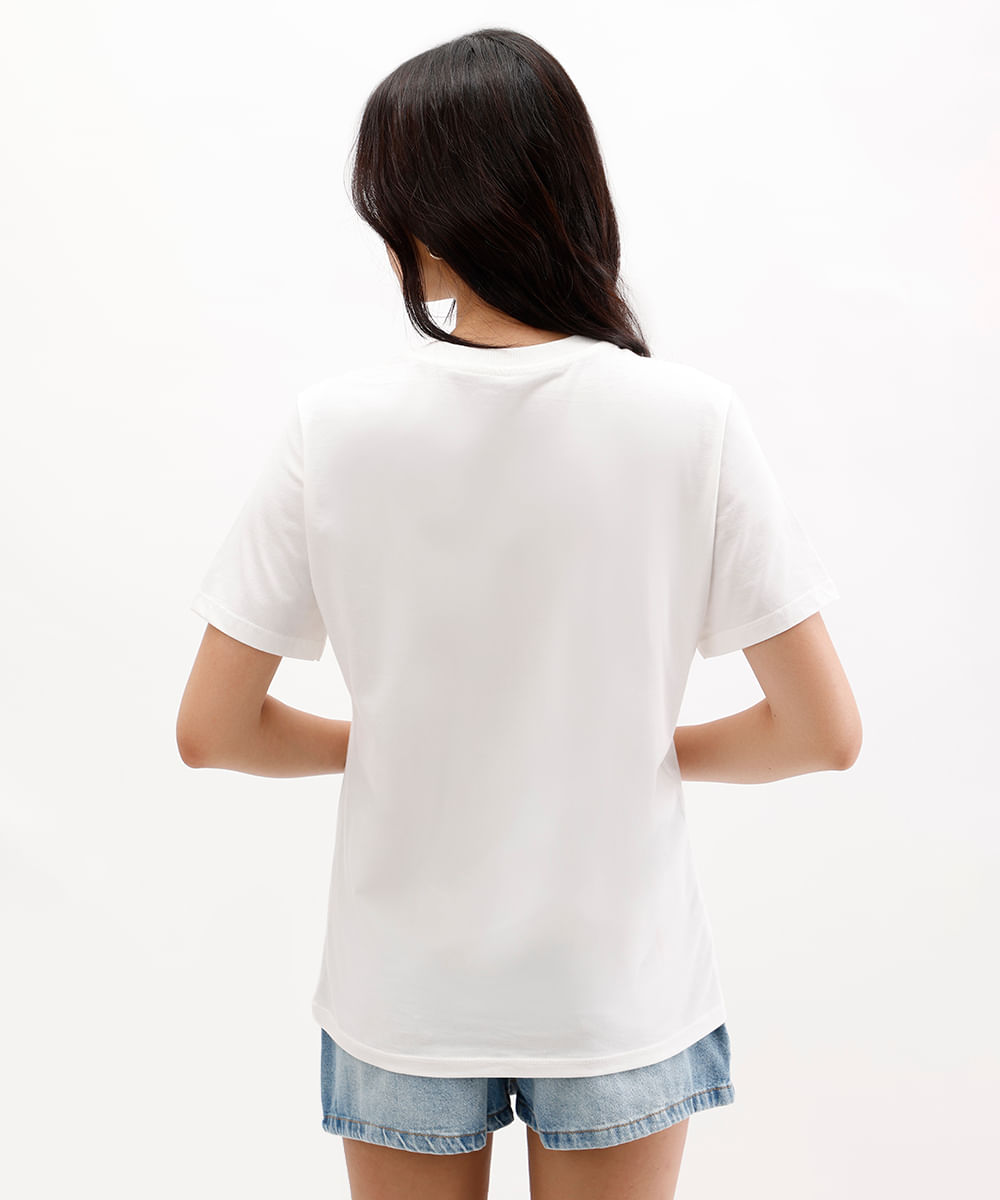 camiseta feminina de algodão girl with a pearl earring off white
