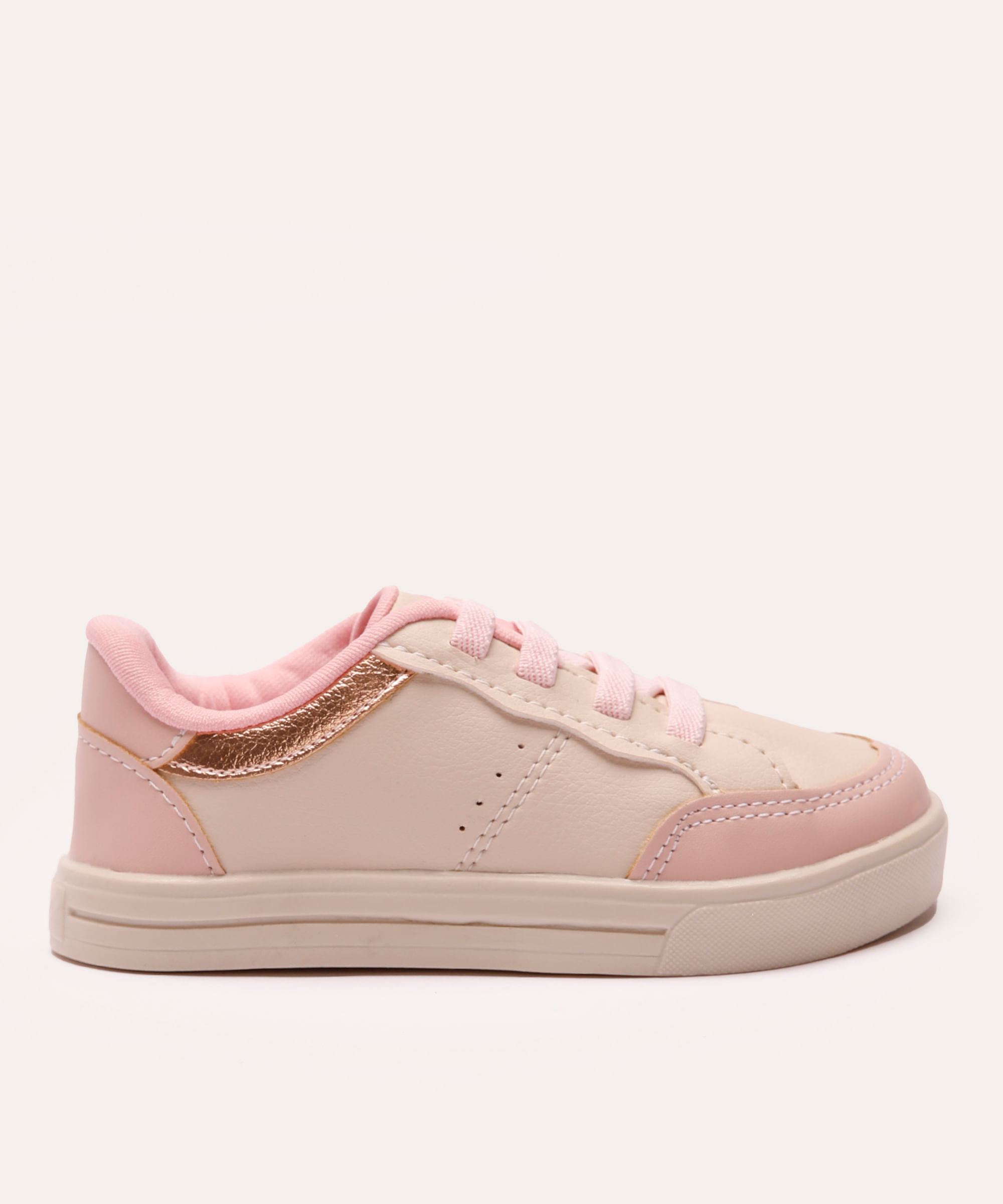 tênis casual infantil com recortes rosa