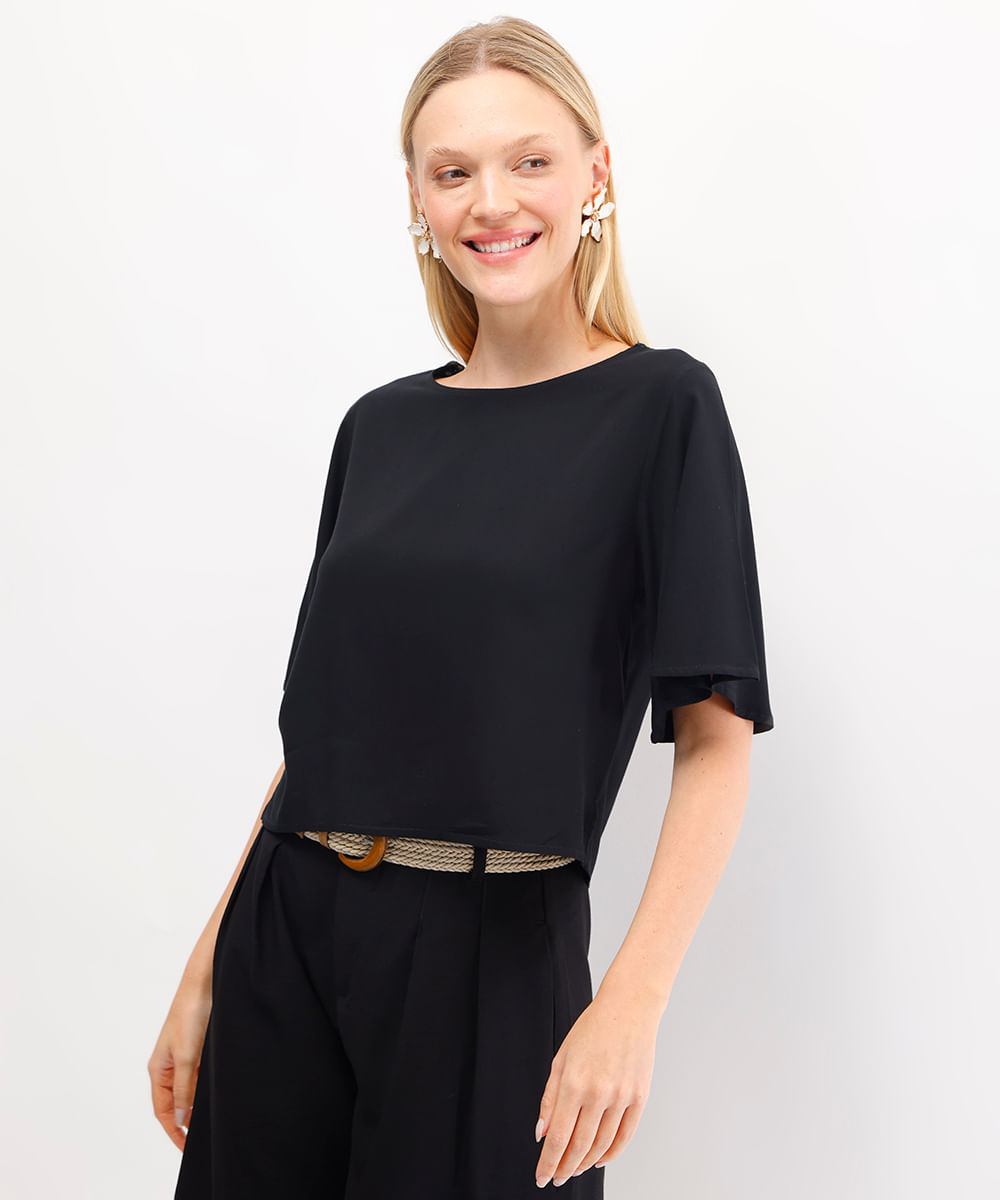 blusa feminina de viscose preta