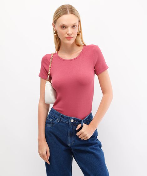 blusa feminina de viscose manga curta rosa