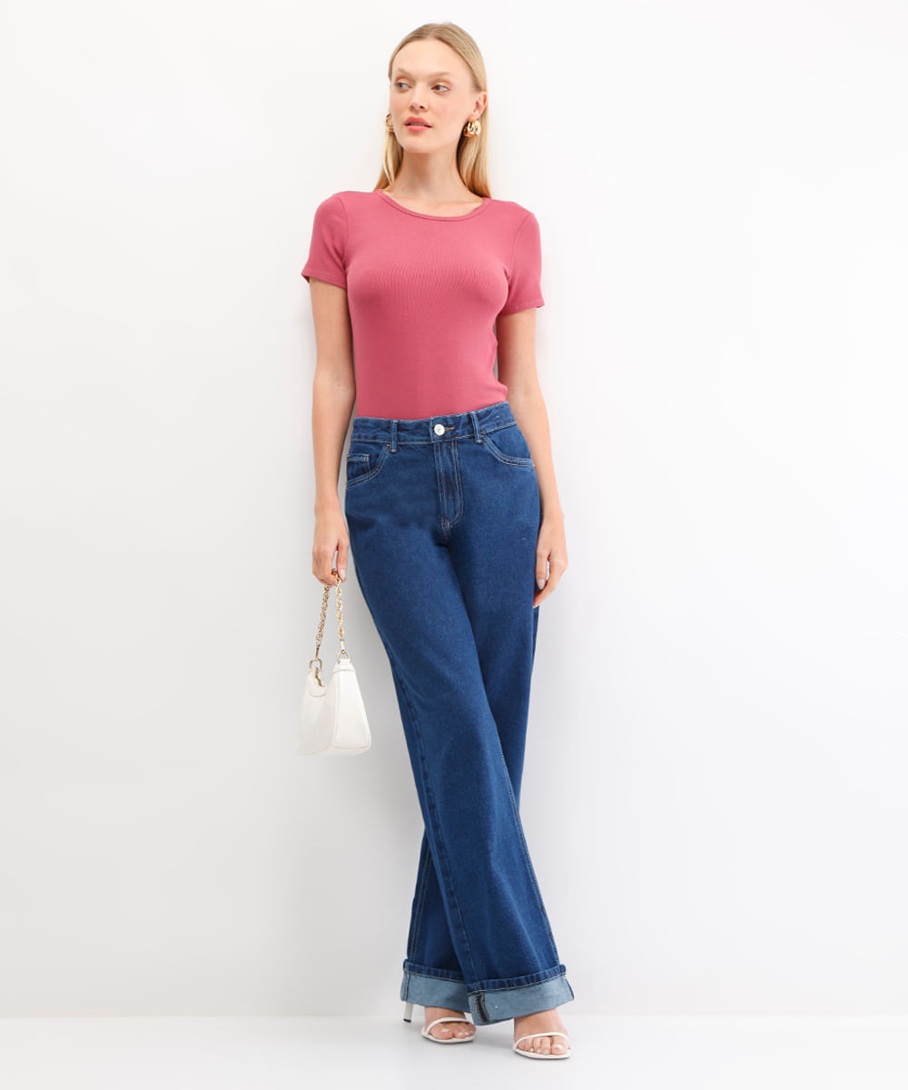 blusa feminina de viscose manga curta rosa