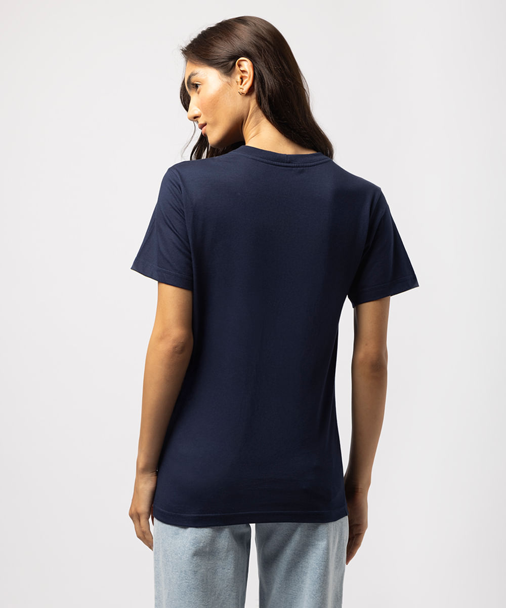 camiseta feminina de algodão alergic to people mindset azul