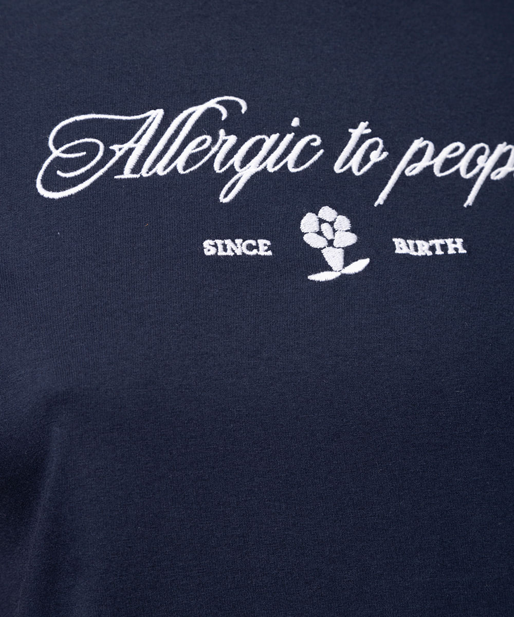 camiseta feminina de algodão alergic to people mindset azul