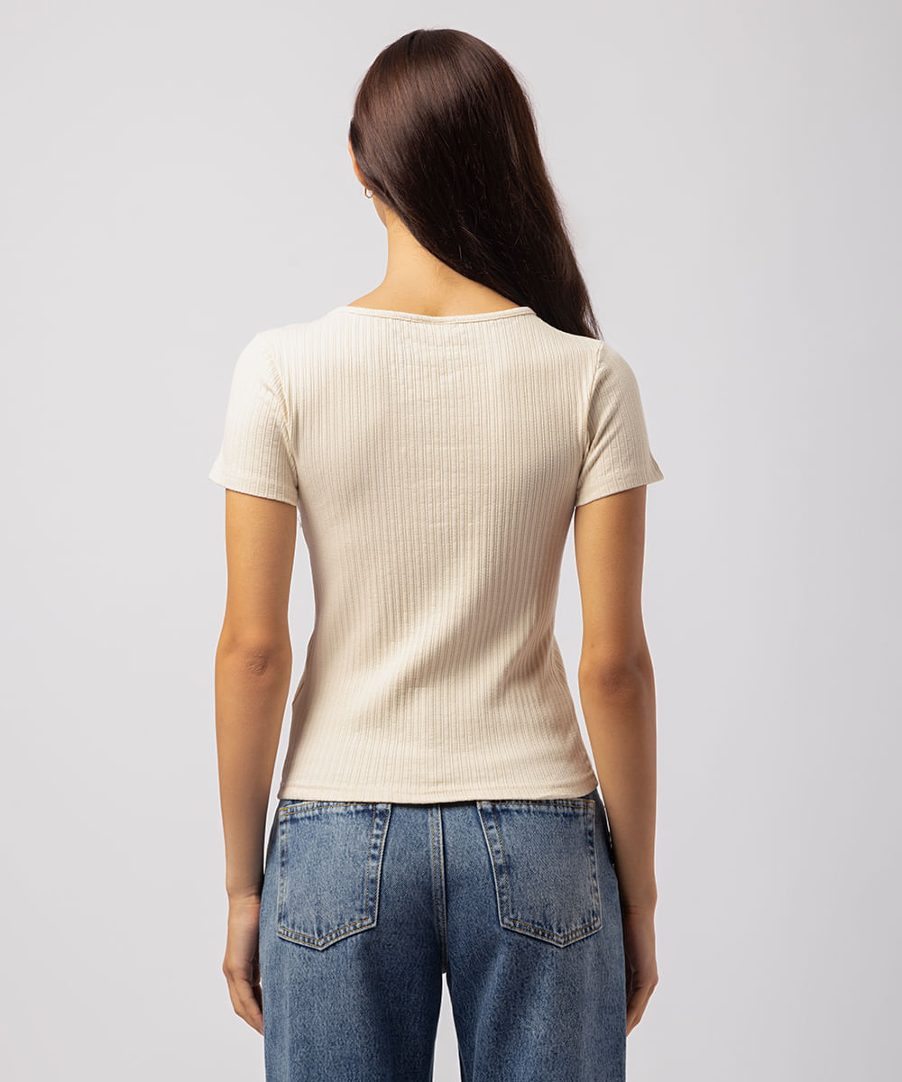 blusa feminina de viscose canelada mindset bege