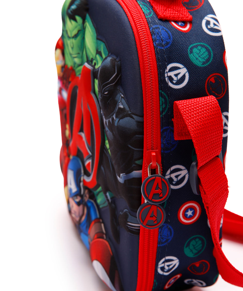 lancheira infantil avengers com alça azul