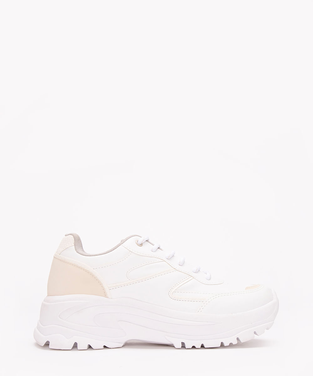 tênis chunky com recortes branco