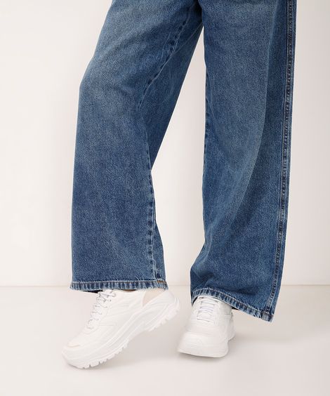 tênis chunky com recortes branco