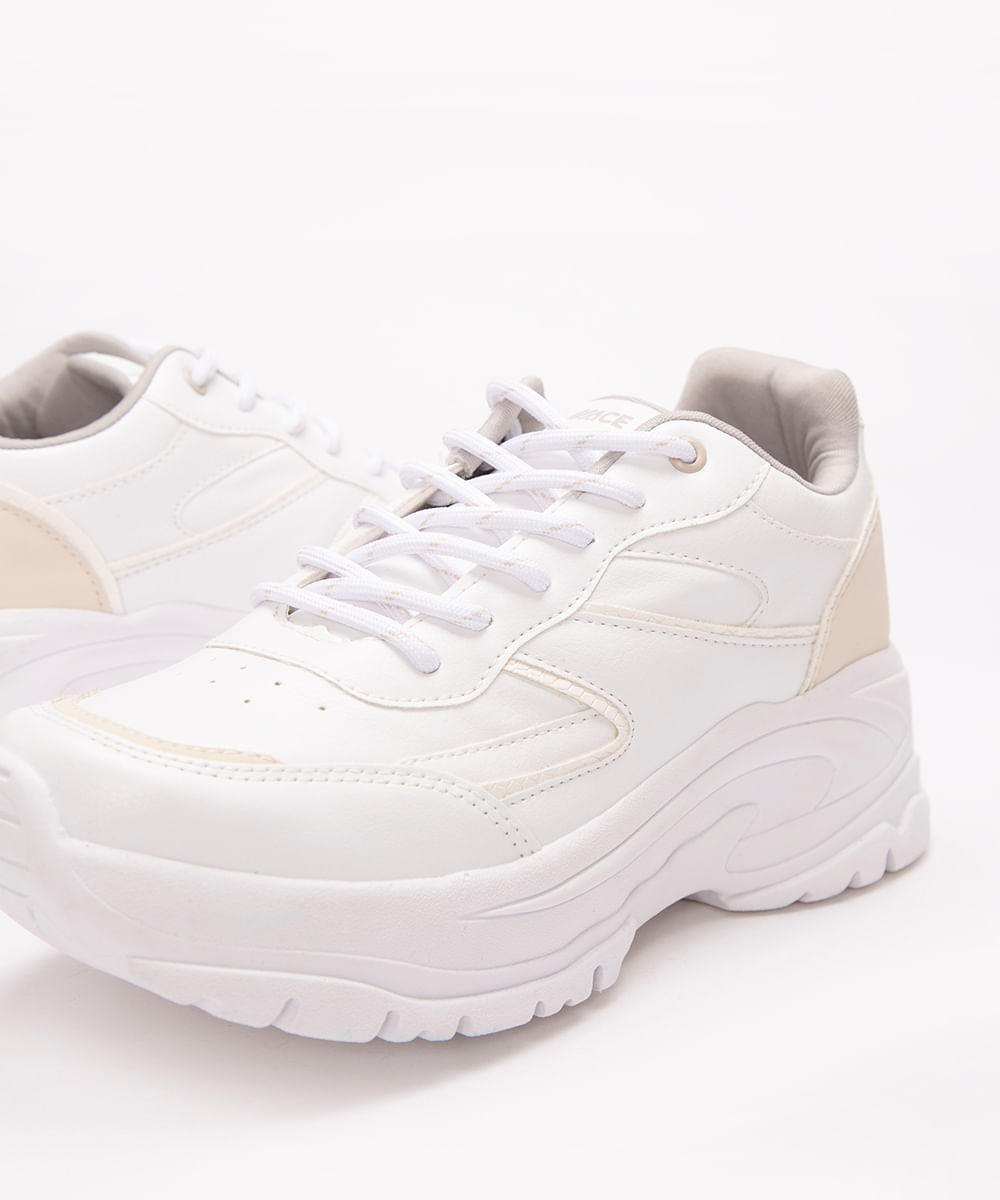 tênis chunky com recortes branco