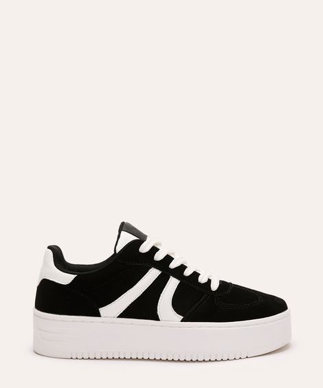 tênis casual de suede flatform preto