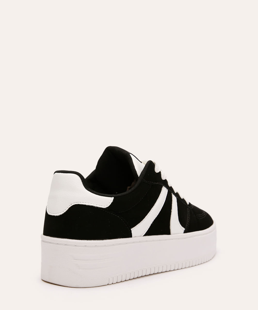 tênis casual de suede flatform preto