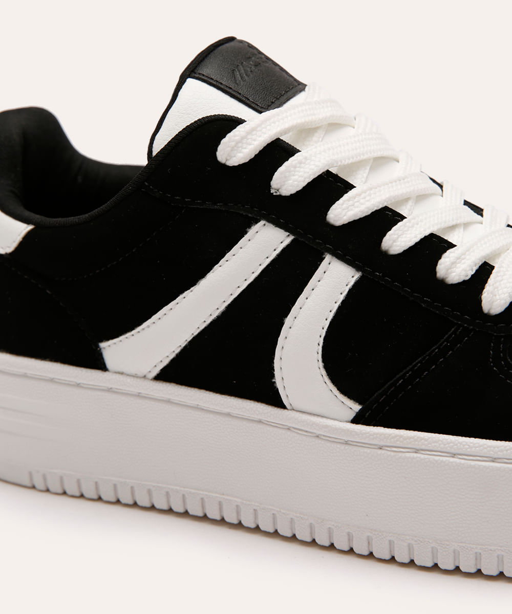 tênis casual de suede flatform preto