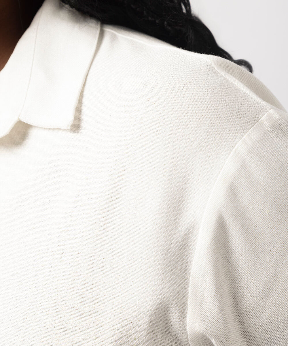 camisa oversized com linho plus size off white