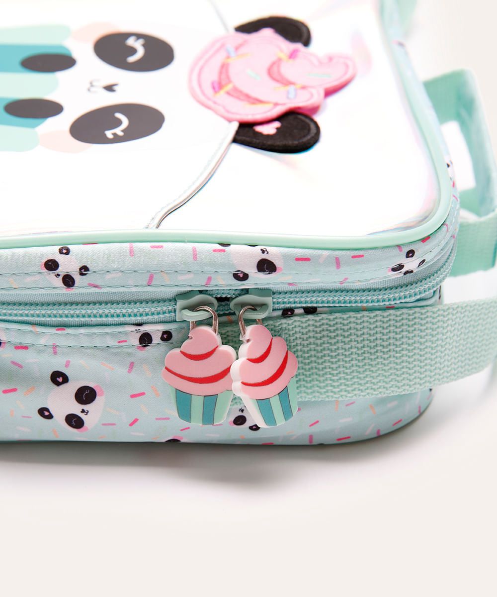 lancheira infantil panda cupcake com alça colorida