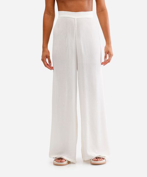 calça saída de praia reta feminina com lurex off white