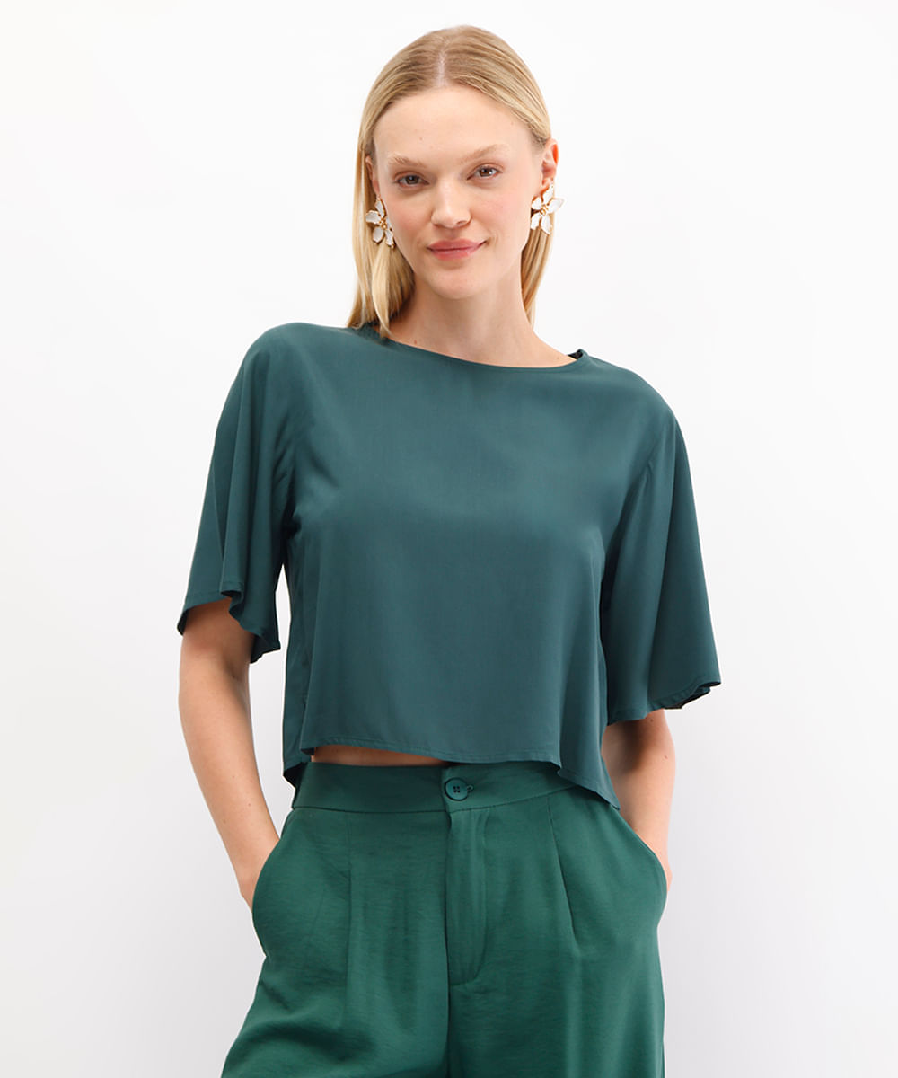 blusa feminina de viscose verde