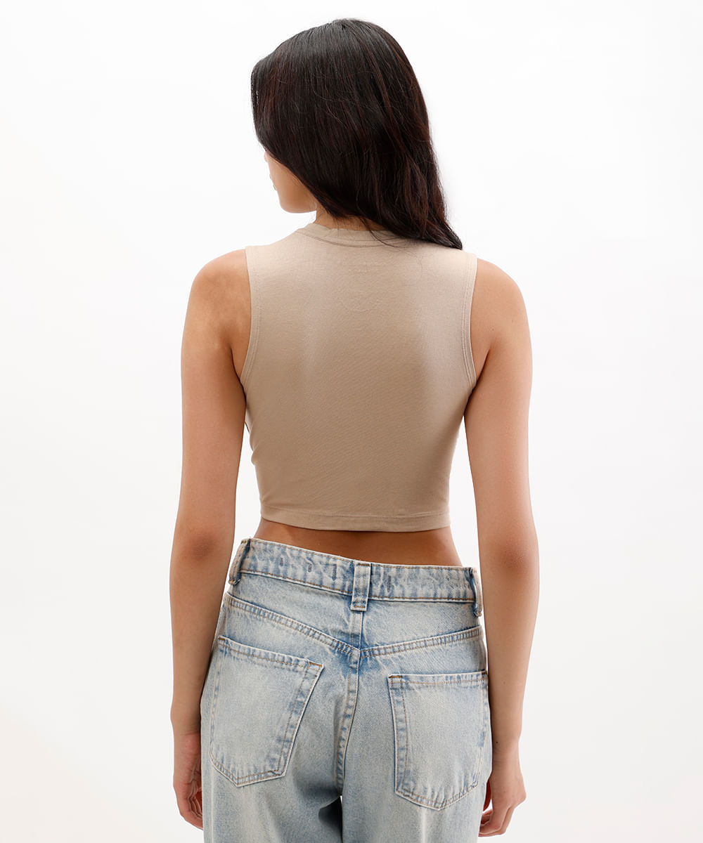 cropped básico feminino de algodão peruano bege