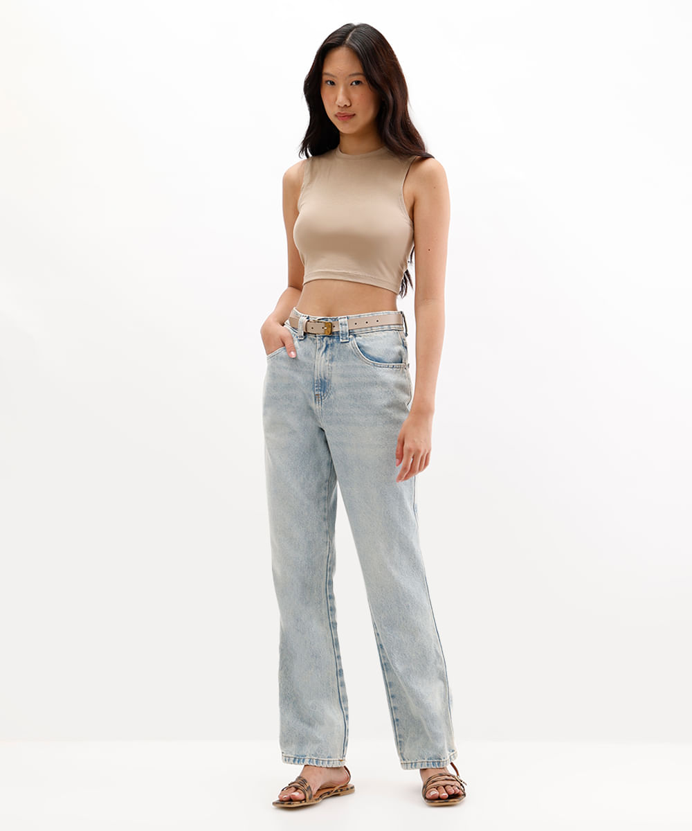 cropped básico feminino de algodão peruano bege