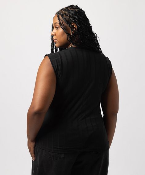 blusa muscle canelada plus size preta