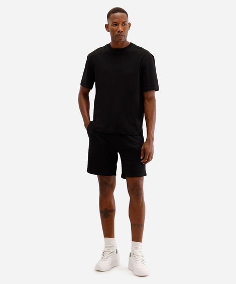 bermuda jogger masculina de moletom básica preta