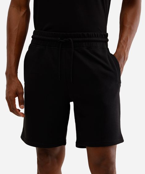 bermuda jogger masculina de moletom básica preta