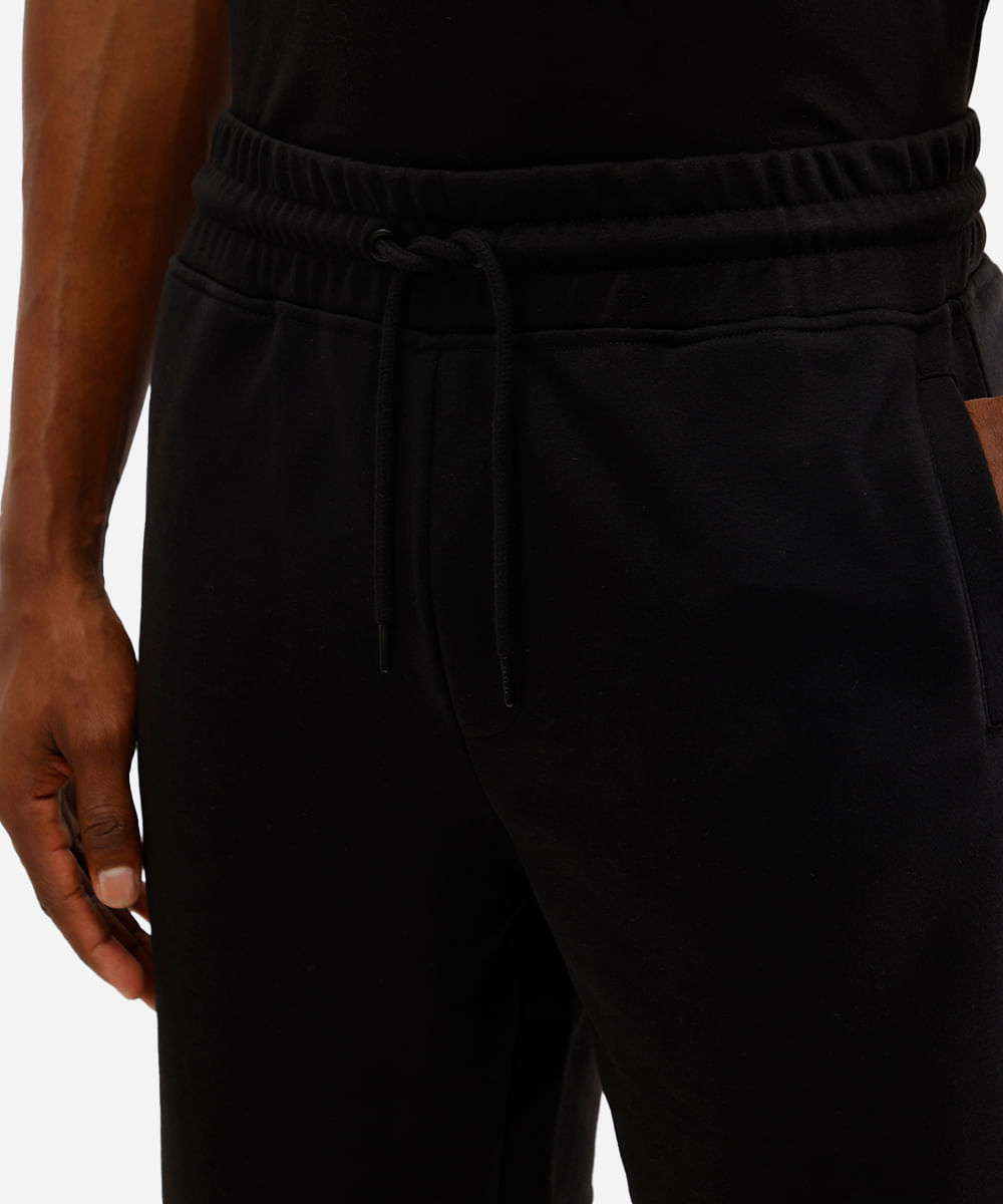 bermuda jogger masculina de moletom básica preta