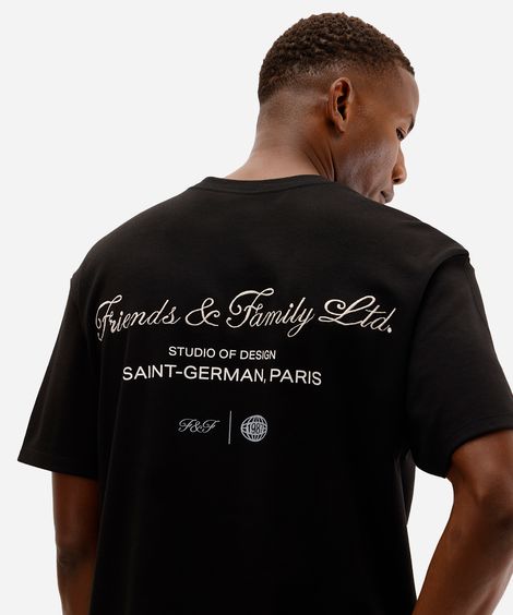camiseta masculina de algodão friends and family preta