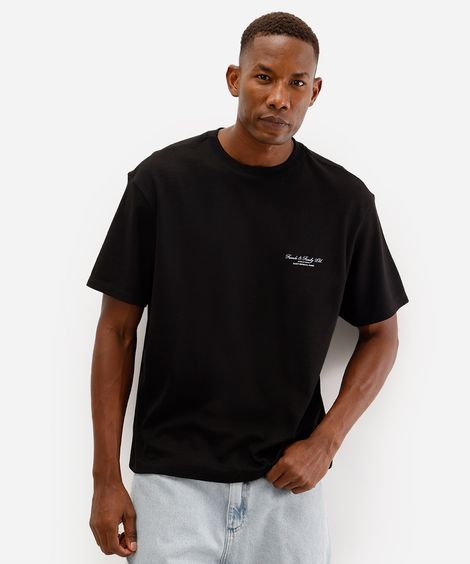 camiseta masculina de algodão friends and family preta