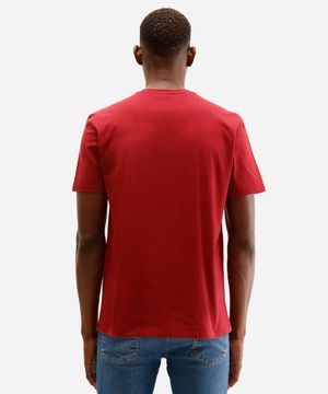 camiseta básica masculina de algodão com botão vinho