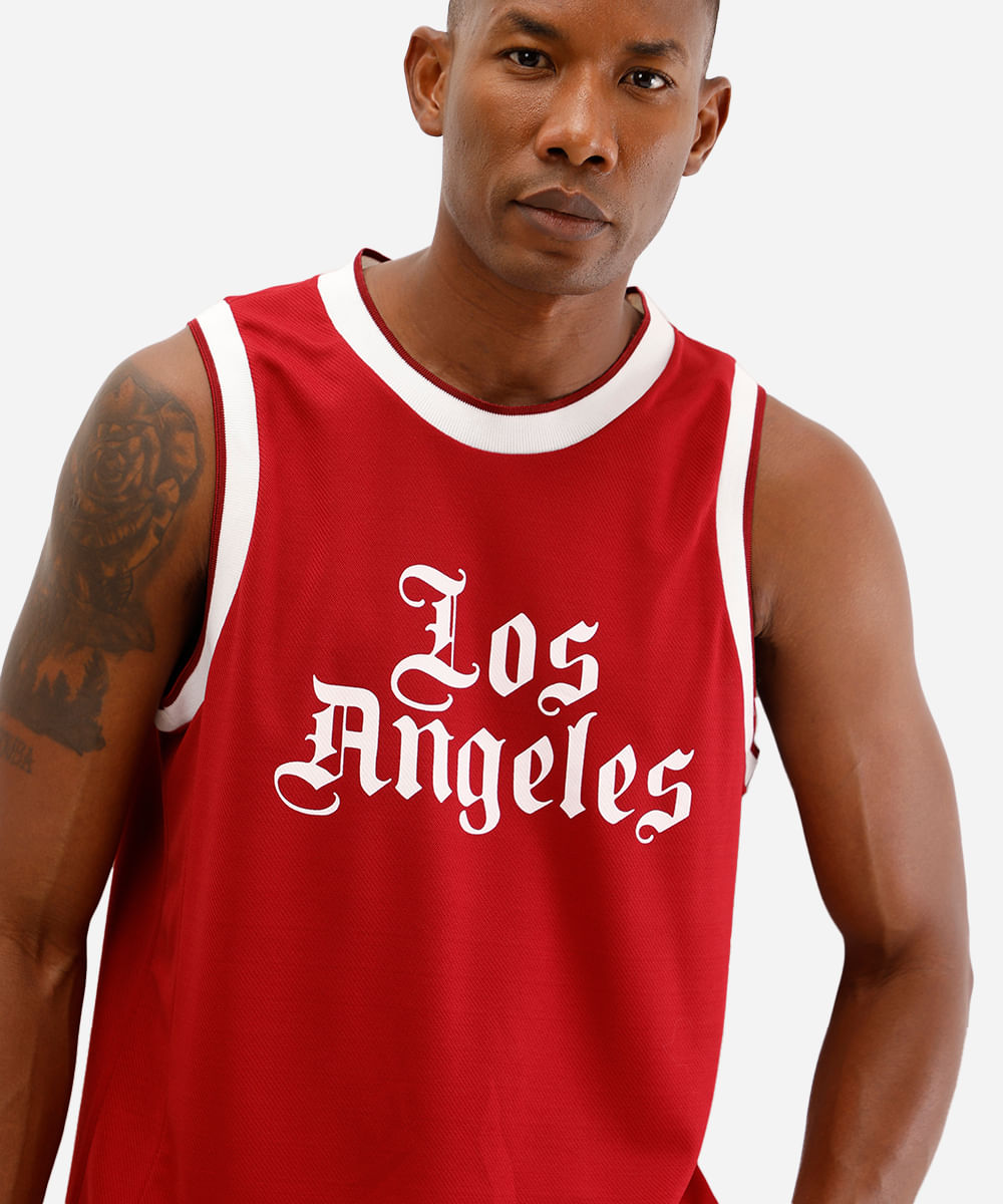 regata esportiva basquete masculina bicolor los angeles vinho