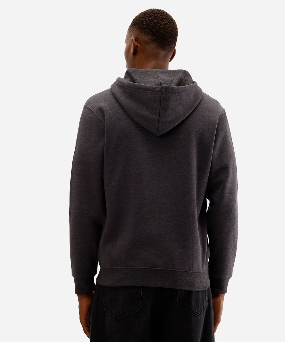 jaqueta básica masculina de moletom com capuz cinza