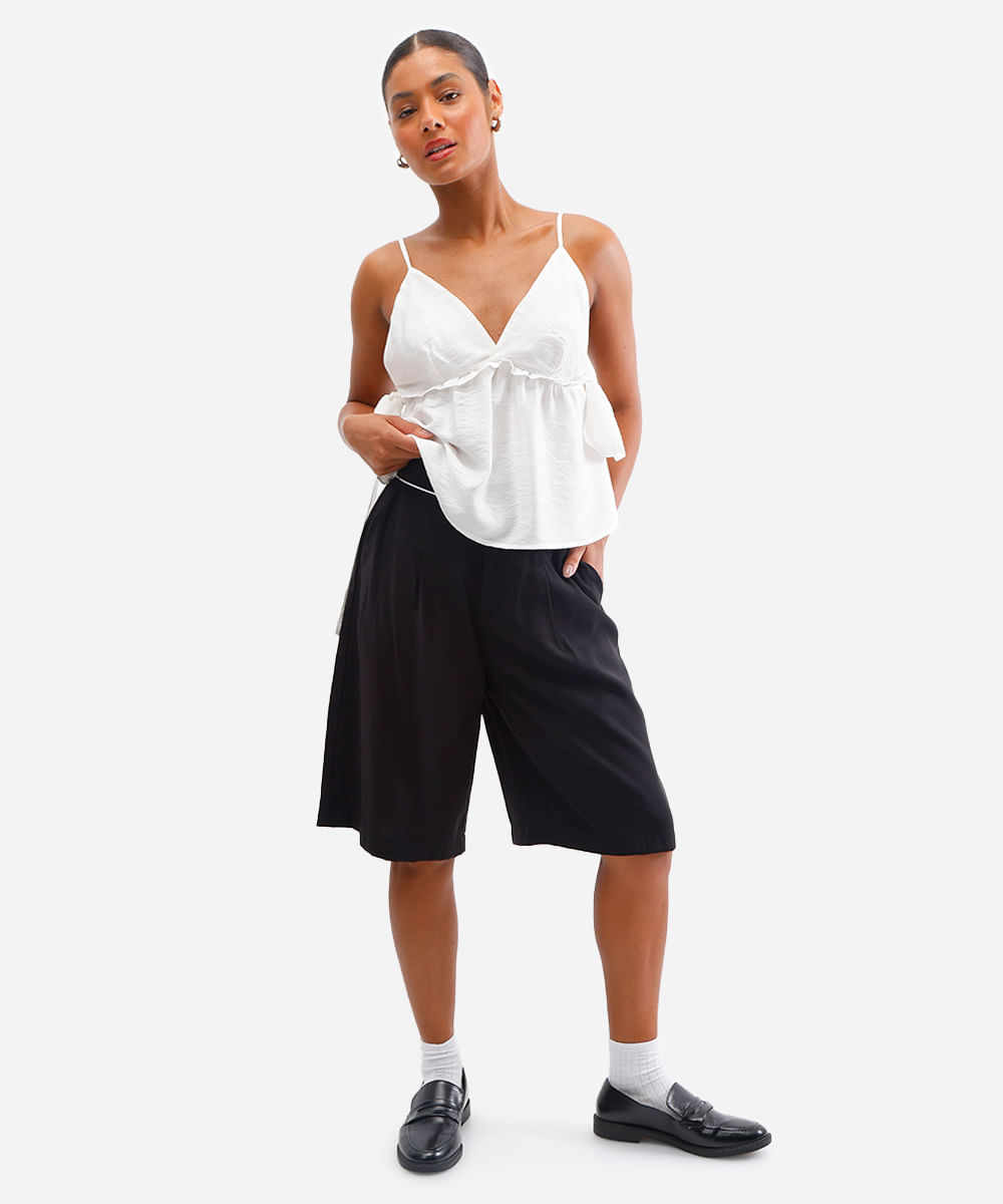 bermuda feminina de alfaiataria preta