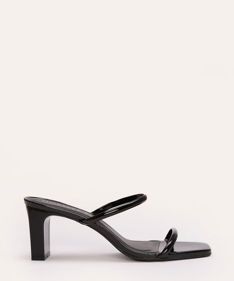 tamanco verniz salto médio tiras finas oneself preto