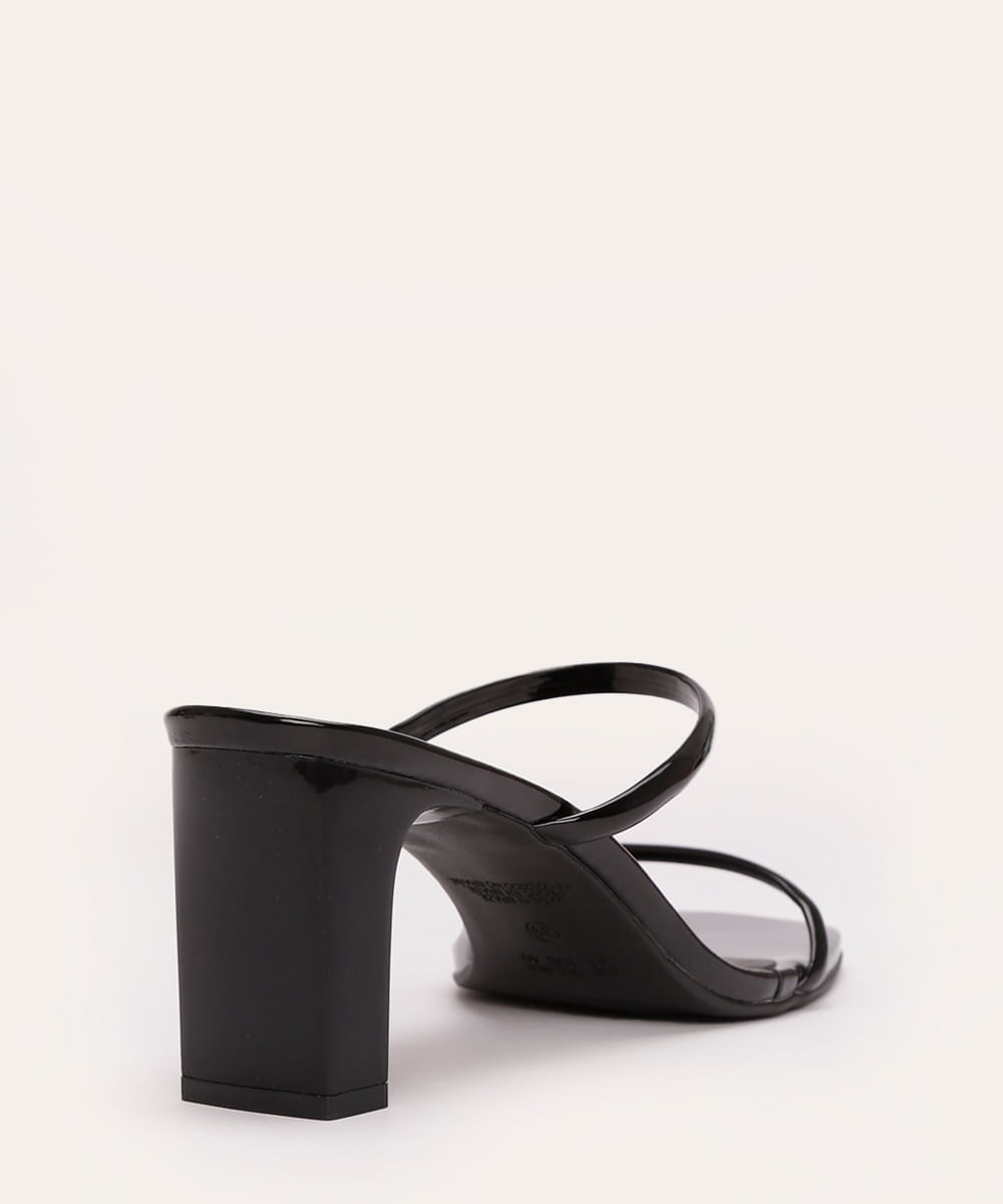 tamanco verniz salto médio tiras finas oneself - preto