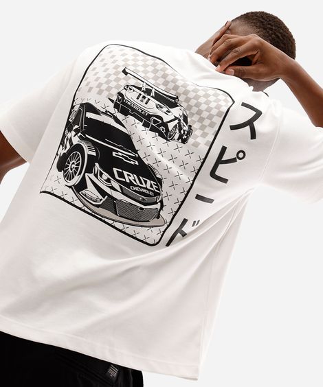 camiseta masculina de algodão manga curta chevrolet off white