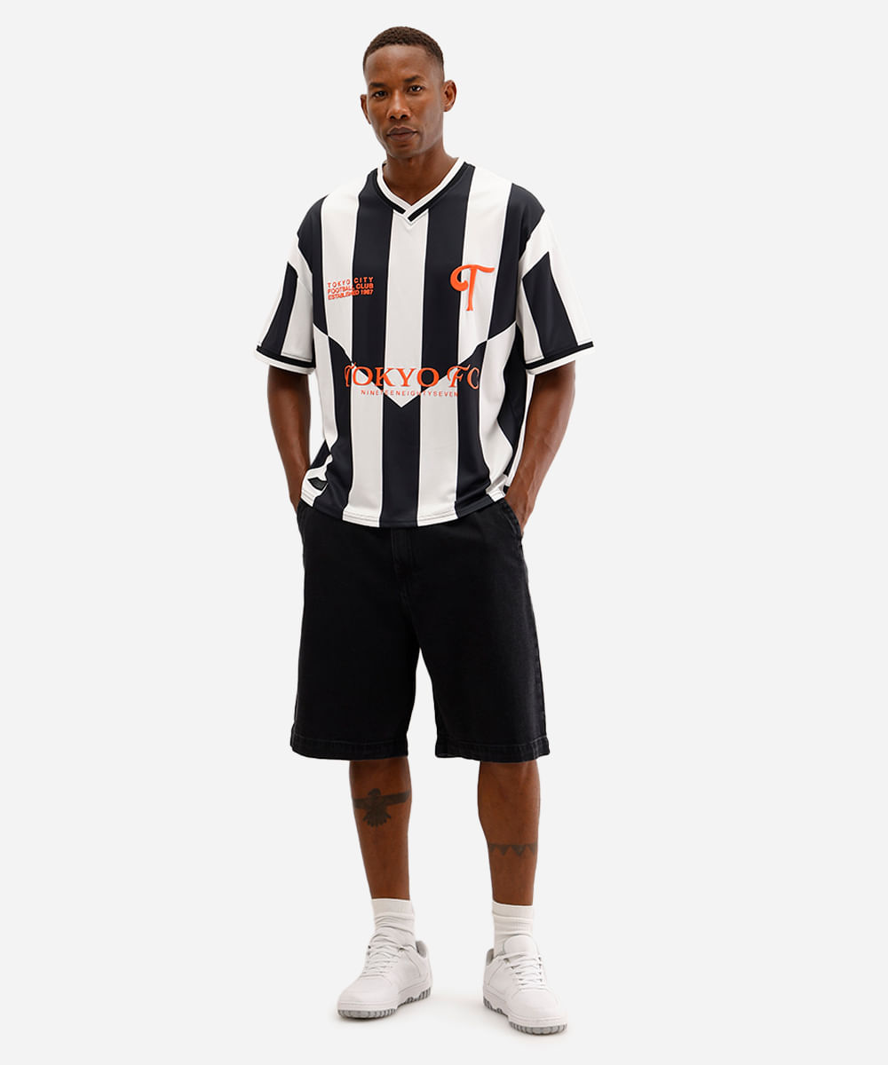 bermuda skater masculina jeans preta