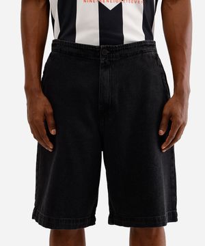 bermuda skater masculina jeans preta
