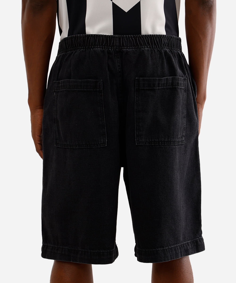 bermuda skater masculina jeans preta