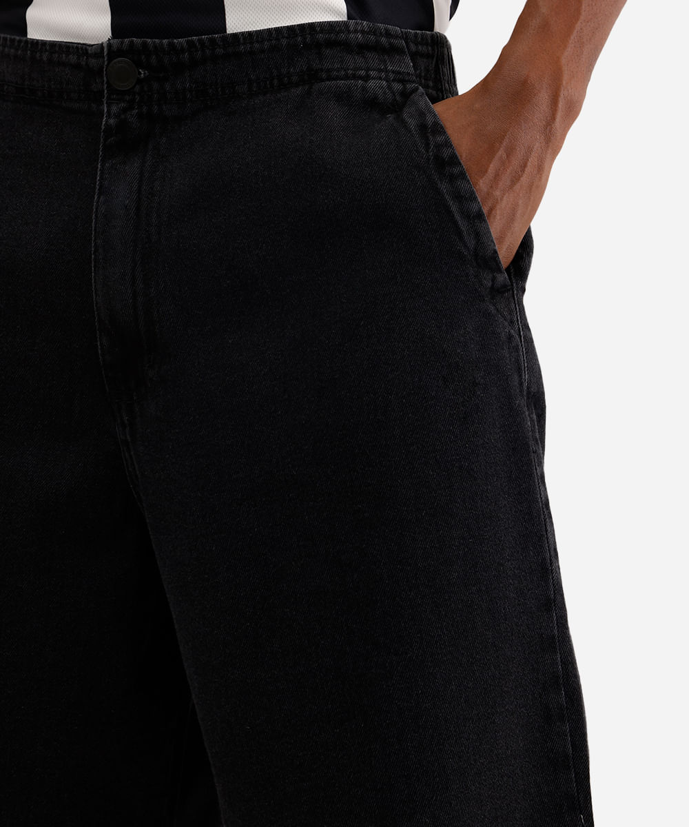 bermuda skater masculina jeans preta