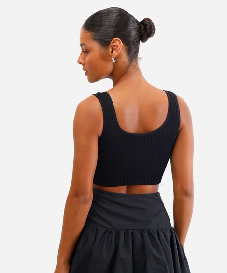 cropped básico feminino canelado preto