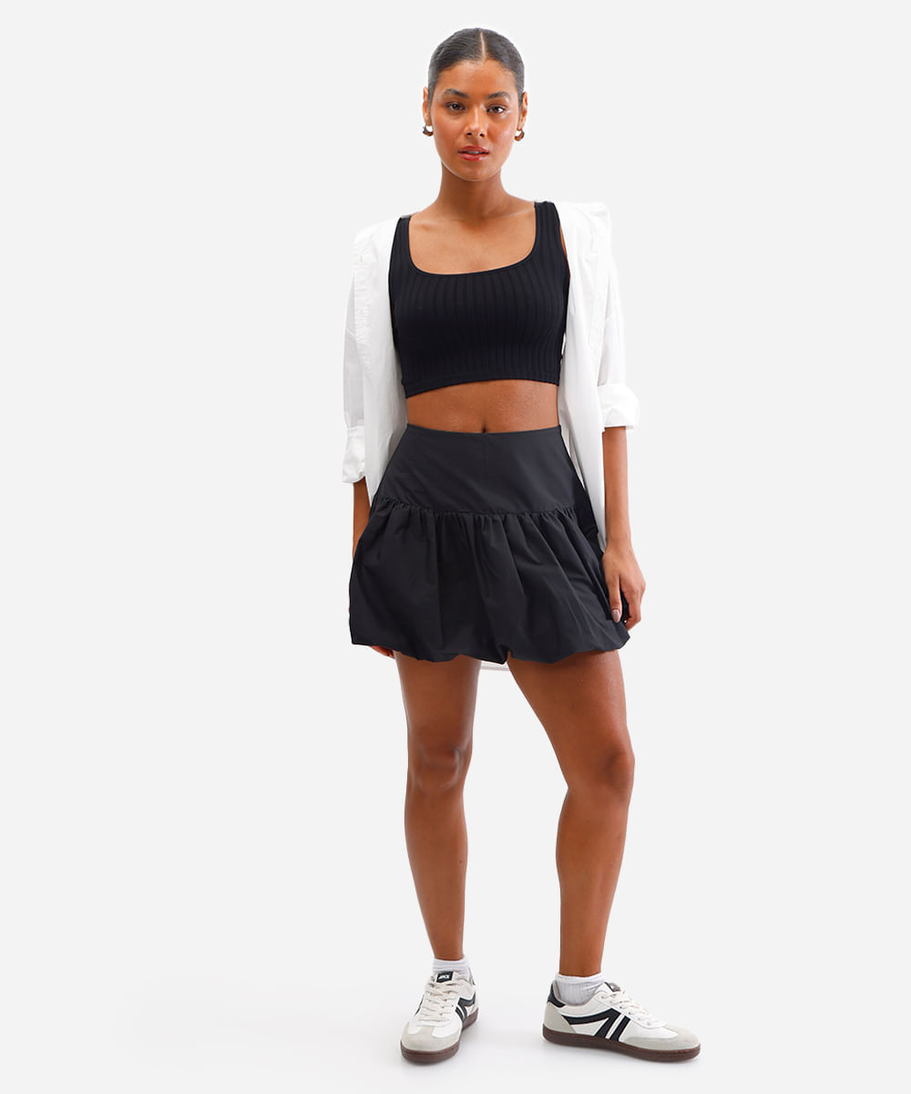 cropped básico feminino canelado preto