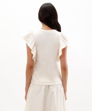 blusa feminina de algodão com babados off white