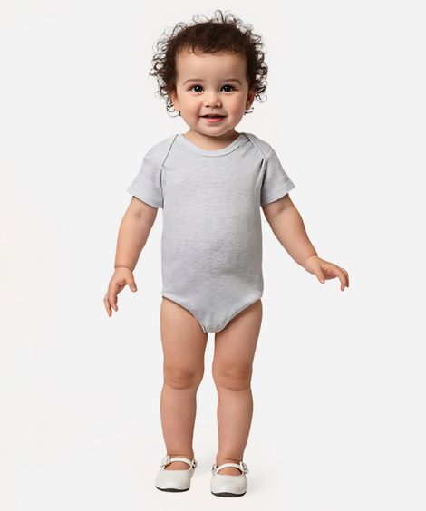 body infantil básico manga curta cinza