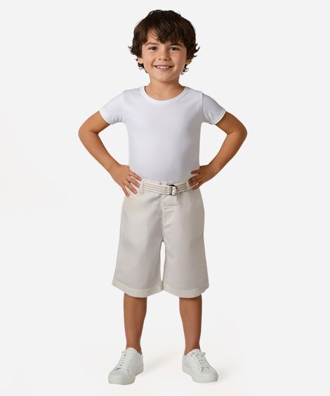bermuda infantil de sarja com cinto branca