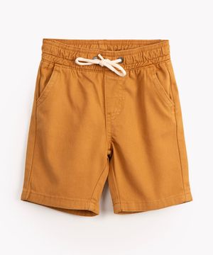 bermuda de sarja infantil com bolsos bege marrom