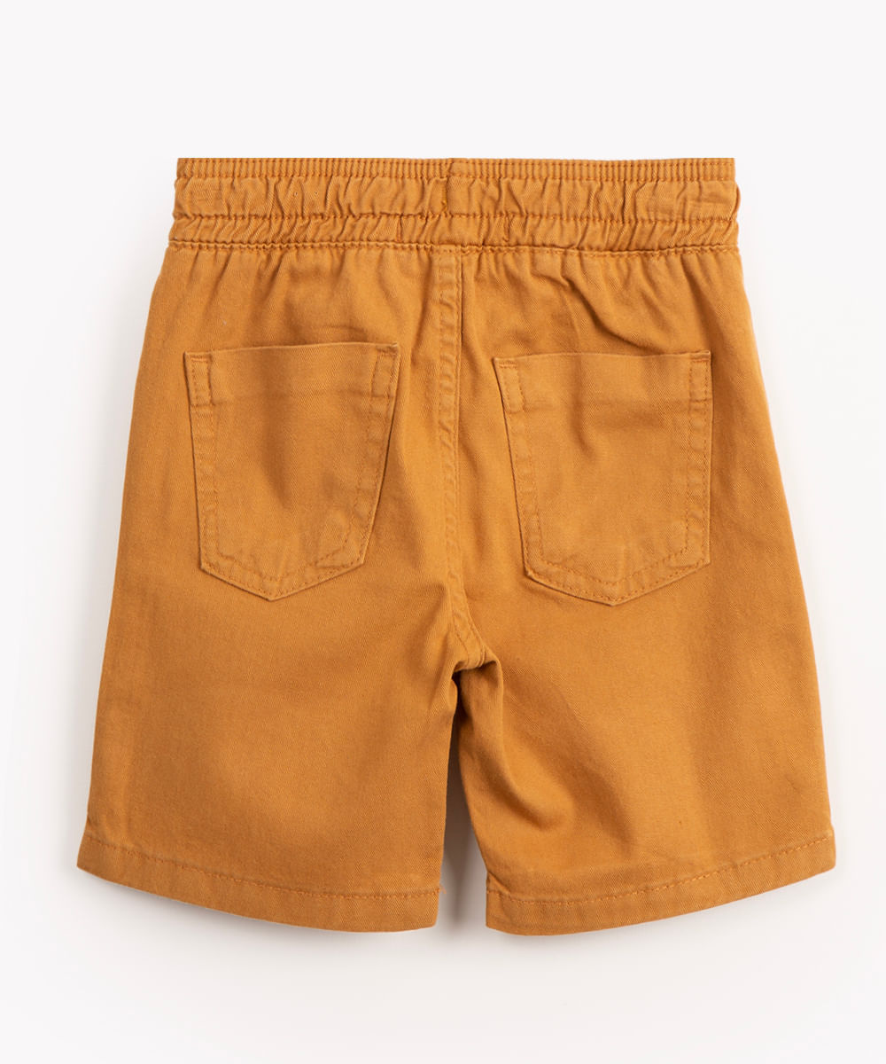 bermuda de sarja infantil com bolsos bege marrom