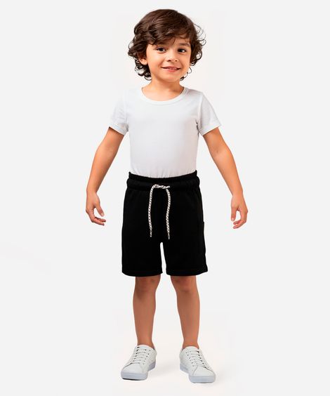 bermuda infantil de algodão com bolso - preto