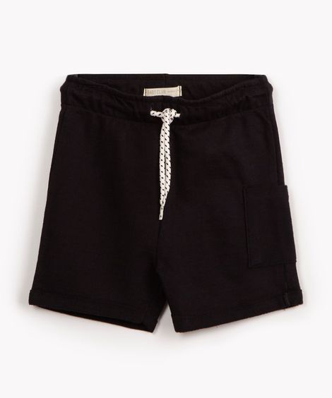bermuda infantil de algodão com bolso - preto